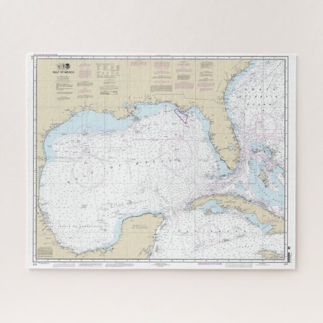 Gulf of Mexico Authentic Nautical Chart Jigsaw Puzzle (Horizontal)
