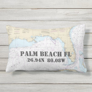Gulf of Mexico Authentic Nautical Chart Lumbar Cushion