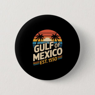 Gulf Of Mexico Est. 1550 Beach Lovers Vintage Vaca 6 Cm Round Badge