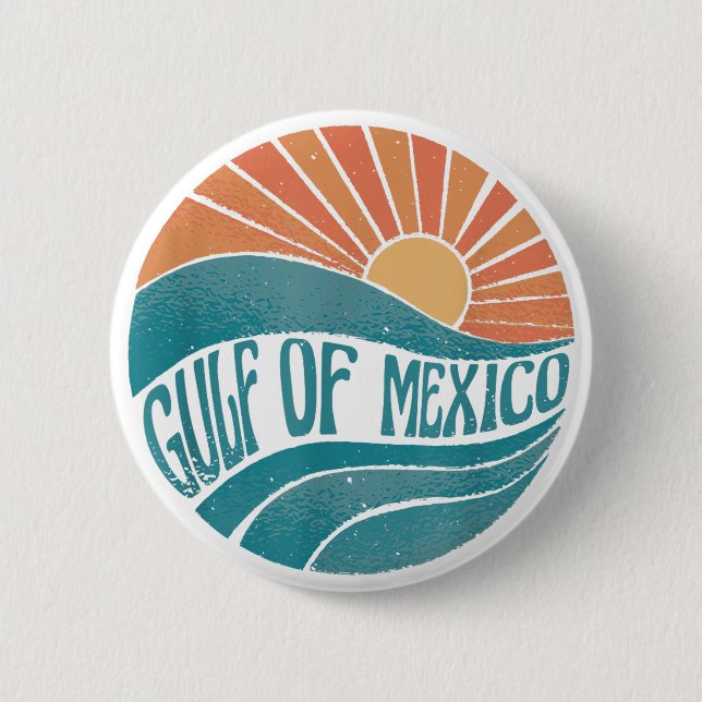 Gulf of Mexico Est 1550 Retro Beach Gulf of Mexico 6 Cm Round Badge (Front)