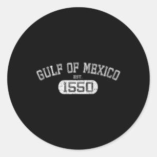 Gulf Of Mexico Est 1550 Retro Vintage Gulf For Men Classic Round Sticker