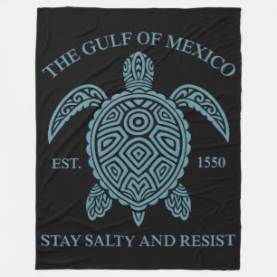 Gulf Of Mexico ESTD 1550 Stay Salty And Resist Fleece Blanket