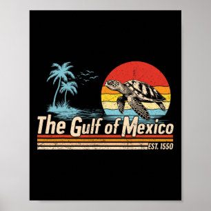 Gulf Of Mexico Forever Turtle Vintage Beach Mens W Poster