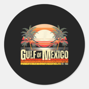 Gulf Of Mexico Forever Vintage Beach Retro Sunset  Classic Round Sticker