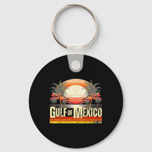 Gulf Of Mexico Forever Vintage Beach Retro Sunset  Key Ring