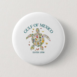 Gulf Of Mexico Not Usa America Floral Turtle Usa M 6 Cm Round Badge