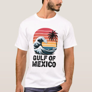 Gulf of Mexico Retro Sunset Wave Design T-Shirt