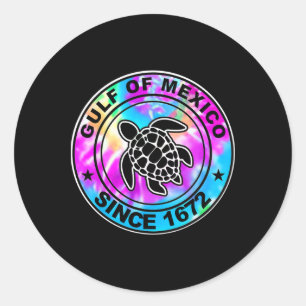 Gulf Of Mexico Since 1672 Tie Dye Sea Turtle Mexic Classic Round Sticker