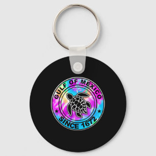 Gulf Of Mexico Since 1672 Tie Dye Sea Turtle Mexic Key Ring