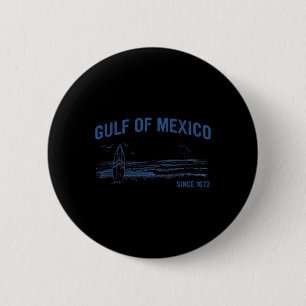 Gulf Of Mexico Since 1672 Vintage Beach Surfing Su 6 Cm Round Badge