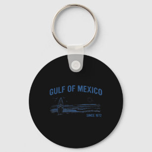 Gulf Of Mexico Since 1672 Vintage Beach Surfing Su Key Ring