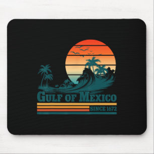 Gulf Of Mexico Since 1672 Vintage Sunset Beach T-s Mouse Mat