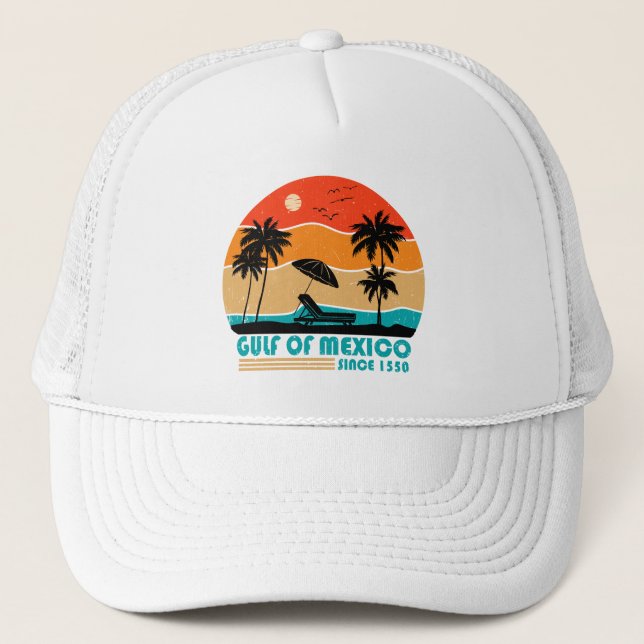 Gulf of Mexico stay salty vintage Trucker Hat (Front)