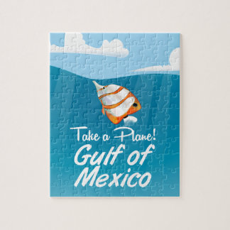 Gulf of Mexico travel poster cartoon Jigsaw Puzzle