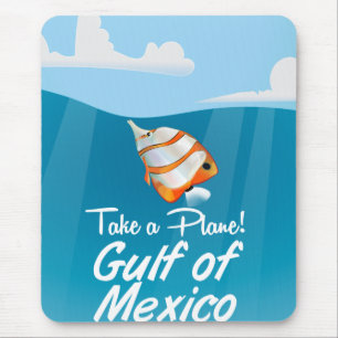 Gulf of Mexico travel poster cartoon Mouse Mat