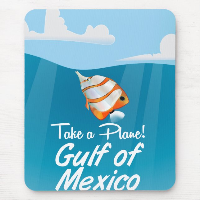 Gulf of Mexico travel poster cartoon Mouse Mat (Front)