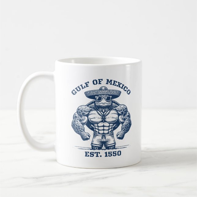 Gulf of Mexico Turtle Bodybuilder Wearing Sunglass Coffee Mug (Left)