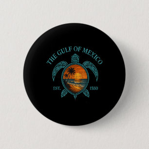 Gulf Of Mexico Turtle Est. 1550 Retro Vintage Suns 6 Cm Round Badge