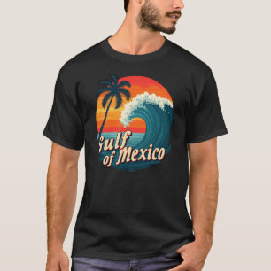 Gulf of Mexico Vintage Wave & Palm Tree Design T-Shirt
