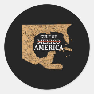 Gulf Of United States Of America Est 2025 Map Retr Classic Round Sticker