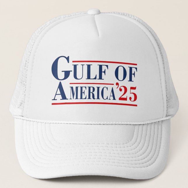Gulf Of US America 2025 American Flag Gulf Mexico Trucker Hat (Front)