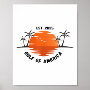 Gulf Of Us America 2025 American Flag Mexico Retro Poster