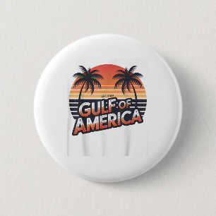 Gulf Of Us America 2025 Retro American Flag Mexico 6 Cm Round Badge