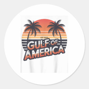 Gulf Of Us America 2025 Retro American Flag Mexico Classic Round Sticker