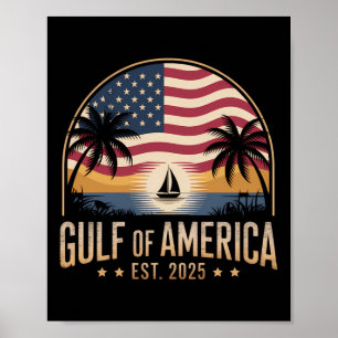 Gulf Of Us America 2025 Vintage Retro American Fla Poster