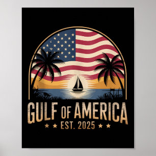 Gulf Of Us America 2025 Vintage Retro American Fla Poster