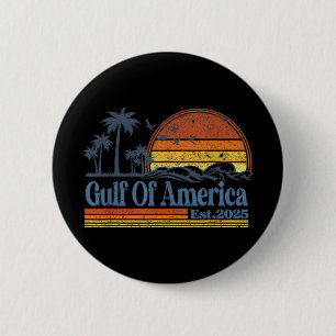Gulf Of Us America Est 2025 Retro Vintage Beach 1 6 Cm Round Badge