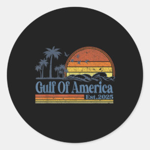 Gulf Of Us America Est 2025 Retro Vintage Beach 1 Classic Round Sticker