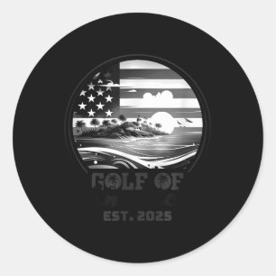 Gulf Of Us America Est 2025 Retro Vintage Beach _1 Classic Round Sticker