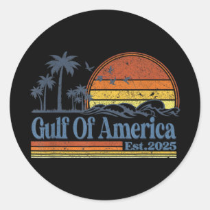 Gulf Of Us America Est 2025 Retro Vintage Beach 1 Classic Round Sticker