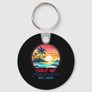 Gulf Of Us America Est 2025 Retro Vintage Beach _1 Key Ring