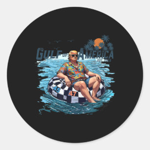 Gulf Of Us America Est 2025 Retro Vintage Beach 20 Classic Round Sticker