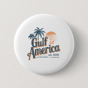 Gulf Of Us America Est 2025 Retro Vintage Beach  6 Cm Round Badge