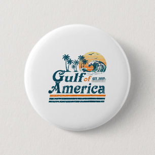 Gulf Of Us America Est 2025 Retro Vintage Beach  6 Cm Round Badge