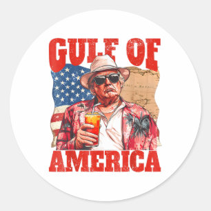 Gulf Of Us America Est 2025 Retro Vintage Beach 8  Classic Round Sticker