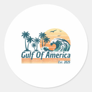 Gulf Of Us America Est 2025 Retro Vintage Beach Classic Round Sticker