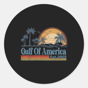 Gulf Of Us America Est 2025 Retro Vintage Beach  Classic Round Sticker