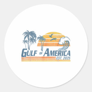 Gulf Of Us America Est 2025 Retro Vintage Beach Classic Round Sticker