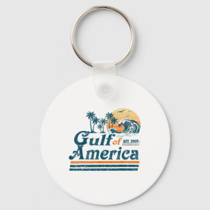 Gulf Of Us America Est 2025 Retro Vintage Beach  Key Ring