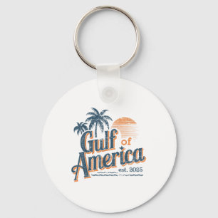 Gulf Of Us America Est 2025 Retro Vintage Beach  Key Ring