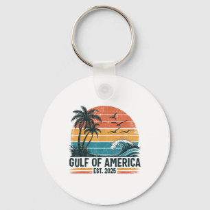 Gulf Of Us America Est 2025 Retro Vintage Beach  Key Ring