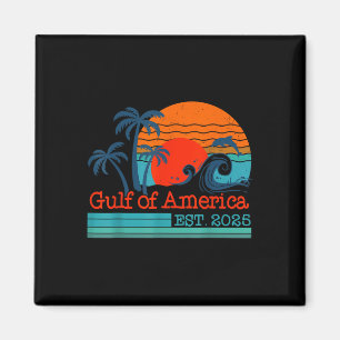 Gulf Of Us America Est 2025 Retro Vintage Beach Magnet