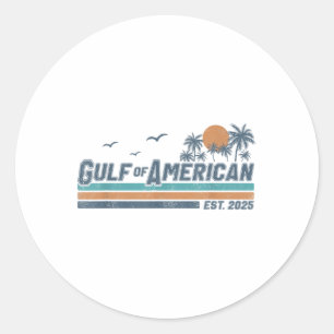 Gulf Of Us America Est 2025 Retro Vintage Beach Me Classic Round Sticker