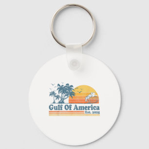 Gulf Of Us America Est 2025 Retro Vintage Beach Me Key Ring