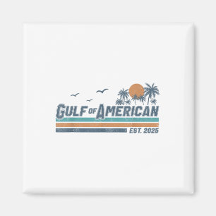 Gulf Of Us America Est 2025 Retro Vintage Beach Me Magnet