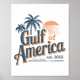 Gulf Of Us America Est 2025 Retro Vintage Beach Poster
